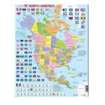 Severná Amerika - politické rozdelenie + vlajky - 70 dielikov